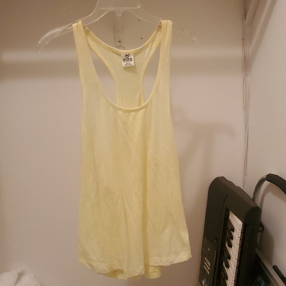 PINK Victoria's Secret Yellow Racerback Tank Top